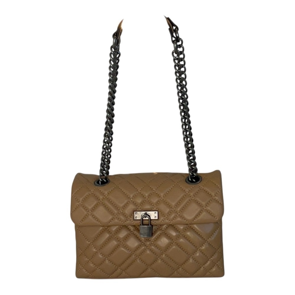 Tan Quilted Chain Shoulder Bag - Picture 4 of 4